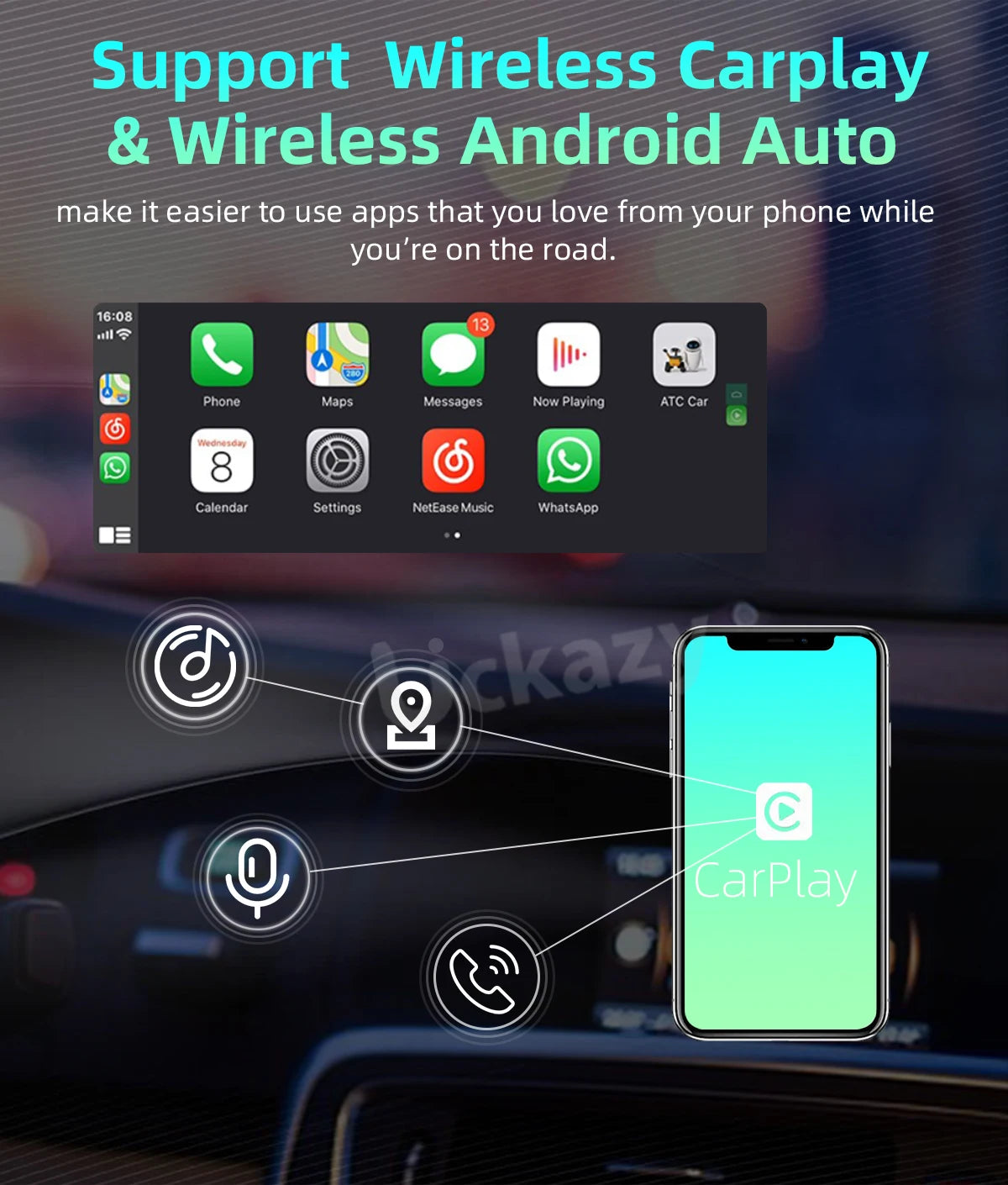 Draadloze Carplay Android 12, 8Gb RAM, Mercedes W463 compatibility