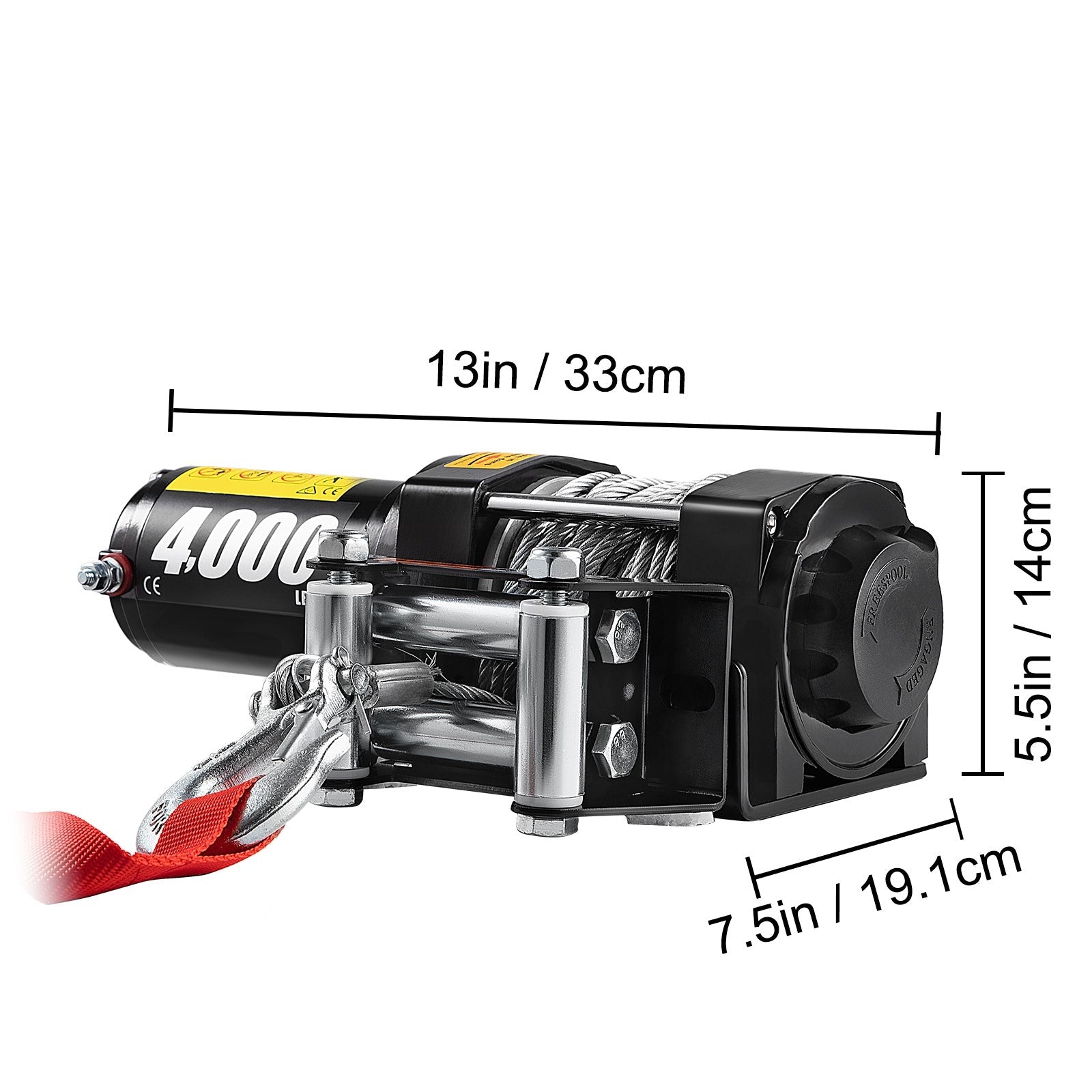 Electric Winch, 3-Stage Planetary Gear, Sliding Ring Clutch