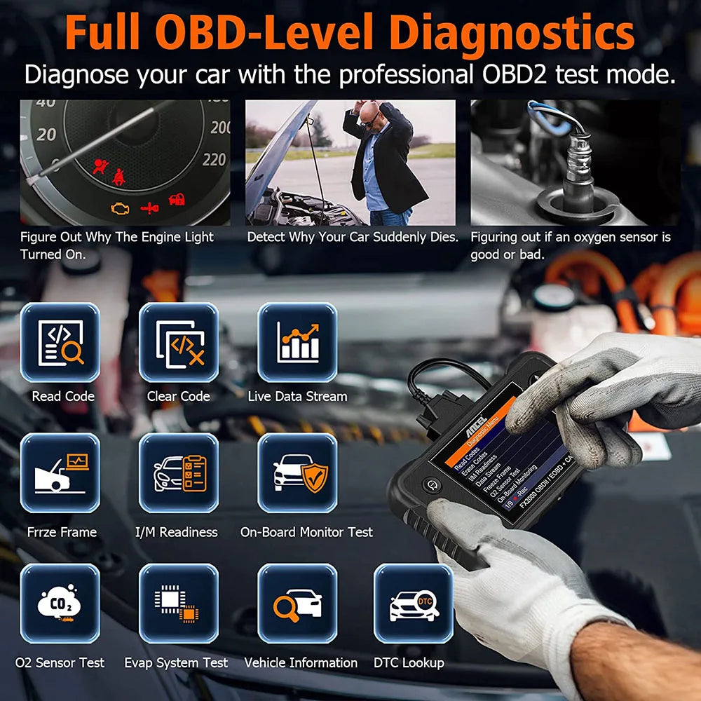 Auto-OBD2-Diagnosetools, ABS-SRS-Airbag-Motorcodeleser, kostenloses Update