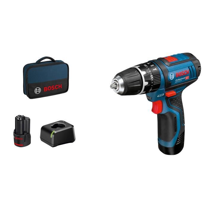 BOSCH PROFESSIONAL GSB 12V-15 Klopfbohrer + 2 Akkus 2,0Ah + GAL 12V-20 + Tas