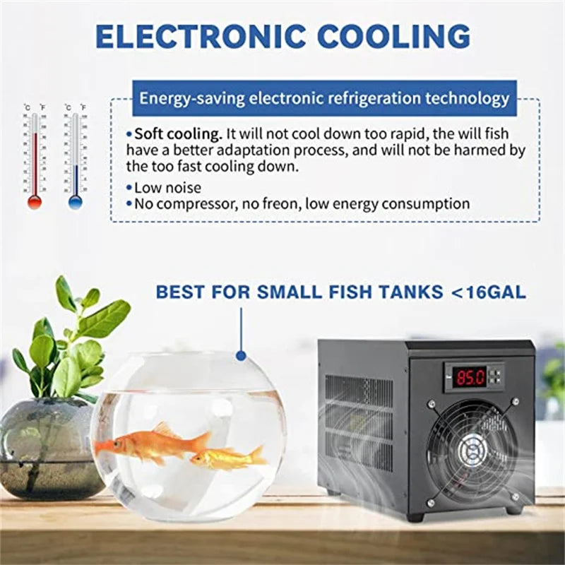 Aquarium Water Chiller, 32-212°F Temperature Setting, Suitable for 16gal Water