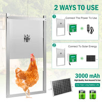 Automatic Chicken Coop Door Opener, LCD Screen Timer, Solar Battery Power