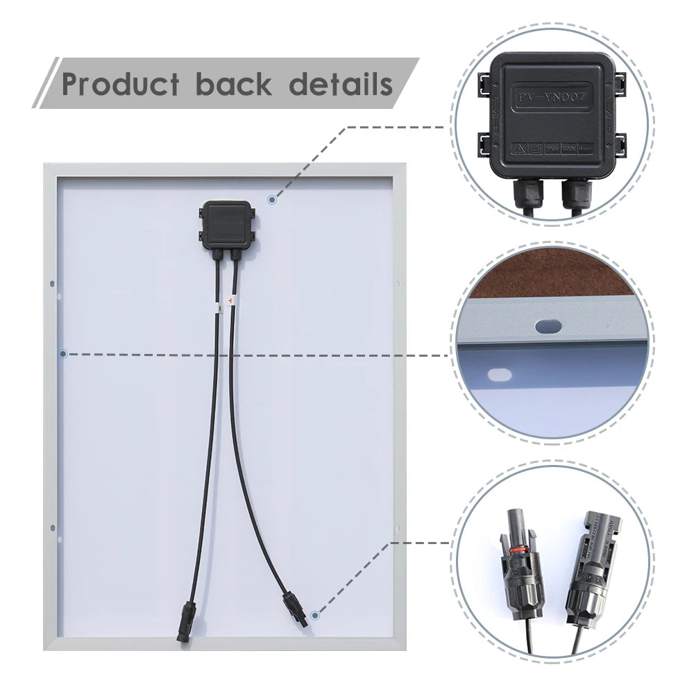 Solar Panel, 18V Monocrystalline Silicon, Waterproof