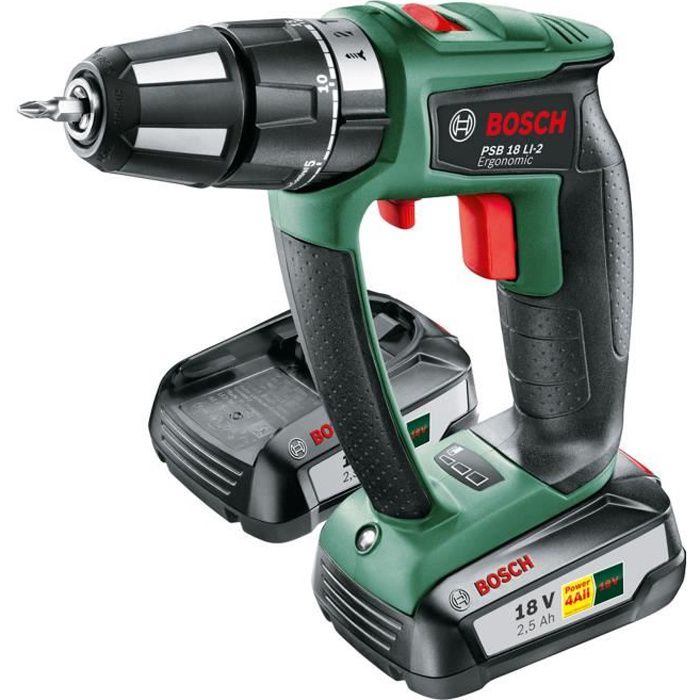 BOSCH Draadloze klopboor PSB Ergo 18 LI-2 mit 2 Akkus