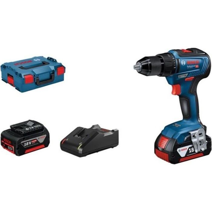 Bohrmaschine Schroevendraaier BOSCH PROFESSIONAL GSR 18V-55 + 2 Akkus 4,0Ah + L-BOXX