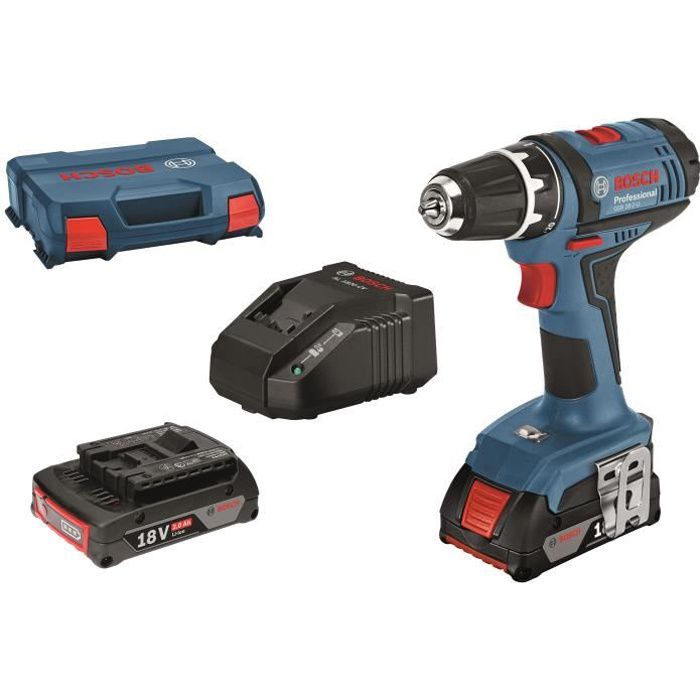 BOSCH Cordless drill driver 18V GSR 18-2LI, 2 x 2.0Ah, in an L-Case