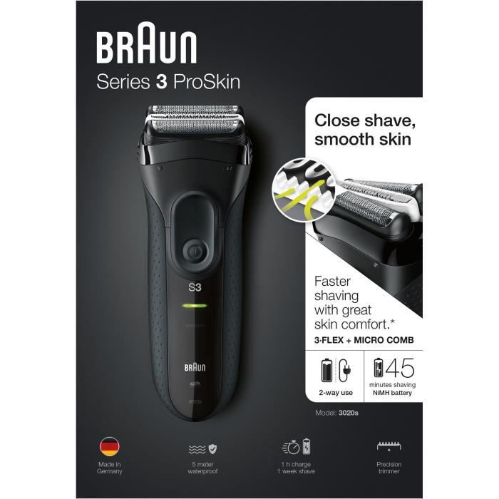 BRAUN Elektrisches Scheergerät Series 3 ProSkin 3020s Schwarz