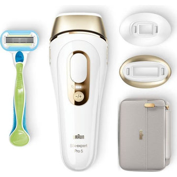 Silk pulsed light epilator · Expert Pro 5 PL5154 with 3 accessories: precision head, razor come, flexible pocket - white