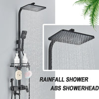 Shower Faucet Set, Rainfall Bathtub Tap, Bathroom Shelf