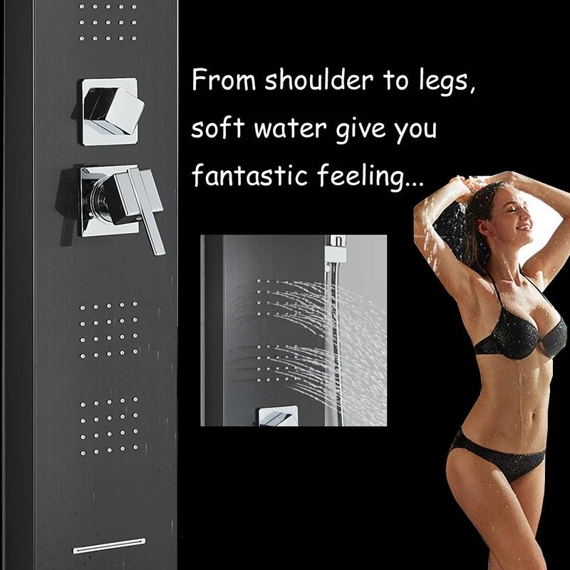 Bathroom Shower Panel Tower System, Wall-Mounted Mixer Tap, Spa-Like Massage Experience