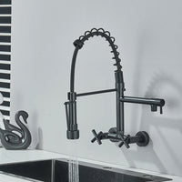 Kitchen Faucet, Wall Mounted, Dual Swivel Spouts