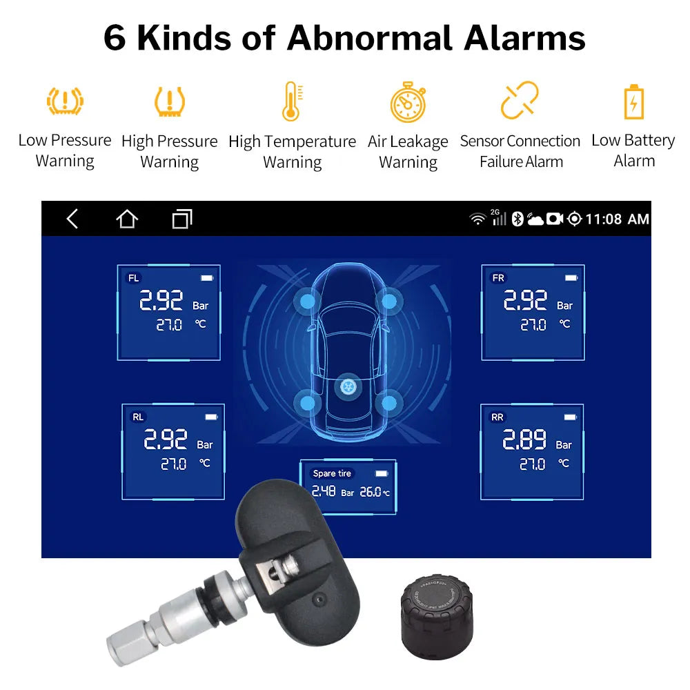 Tire Pressure Monitor System, Android iOS Bluetooth-compatible, TMPS Sensor BLE Control