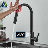 Kitchen Faucet, Digital Temperature Display, Pull Out Nozzles