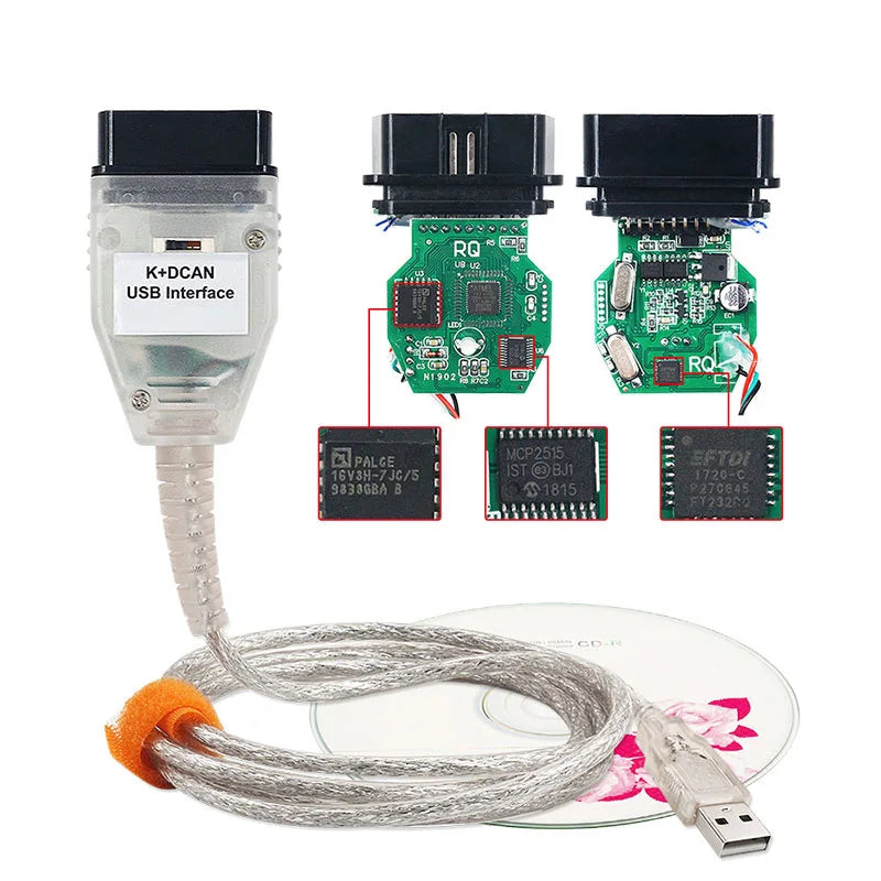 BMW K DCAN Schakelaar, OBDII Diagnostische Kabel, USB Interface