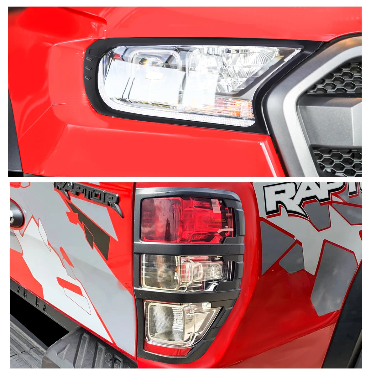 Ford Ranger Raptor Koplamp Cover, Matzwarte Afwerking, Set voor 2015-2022