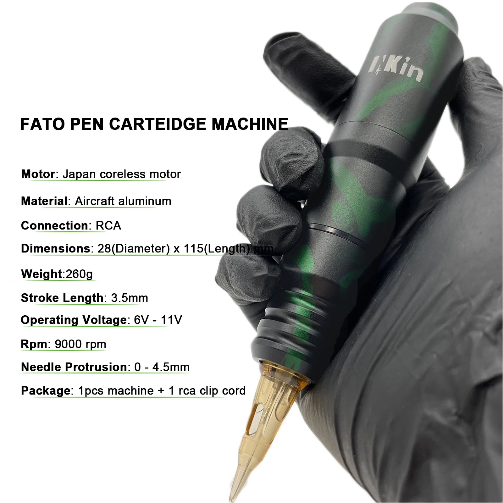 Tattoo Pen Machine, Japanse Motor, Zwart & Camo Kleur