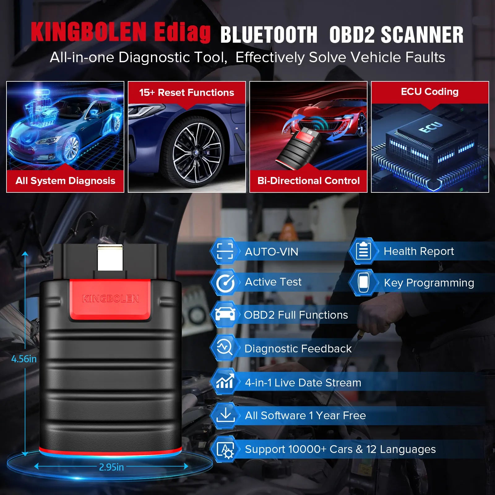 OBD2-Scanner, Bluetooth-Konnektivität, Diagnosetools auf OE-Niveau