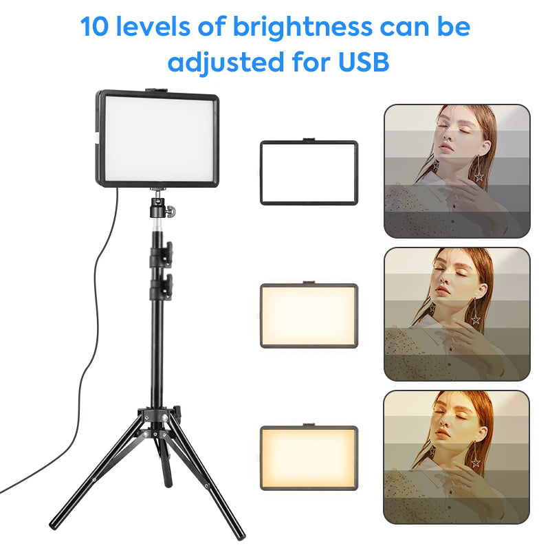 LED-Videolicht-Set, dimmbare kontinuierliche Beleuchtung, verstellbarer Standfuß