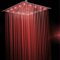 LED Rainfall Shower Head, Color Change with Temperature, Ultra-thin Design