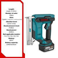 Electric Nail Gun, Brushless Motor, Compatible with Makita 18V Battery