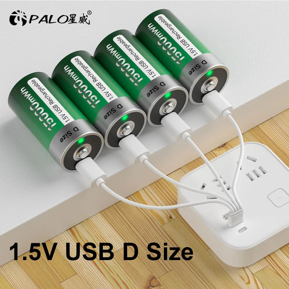 Wiederaufladbarer D-Akku, Typ-C-USB-Aufladung, Li-Ion
