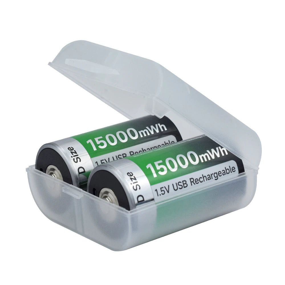 Wiederaufladbarer D-Akku, Typ-C-USB-Aufladung, Li-Ion