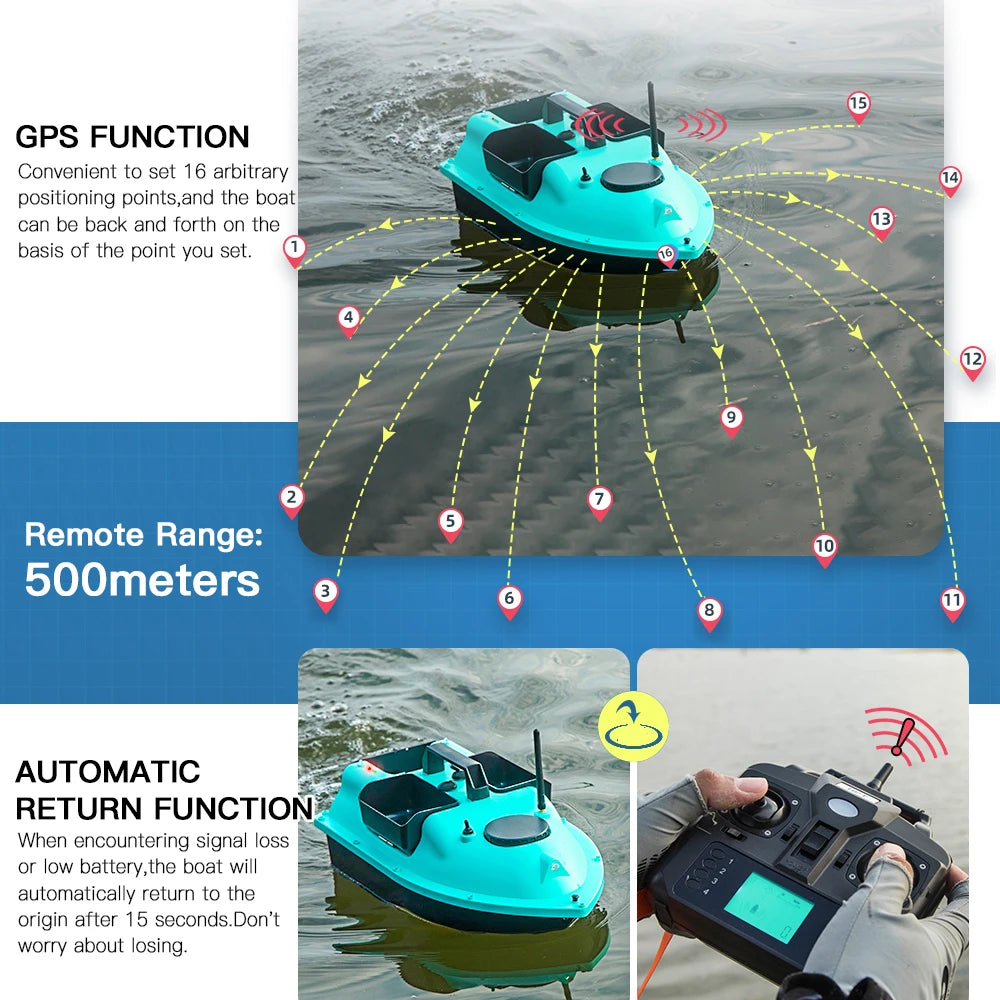 GPS-Fischköderboot, 500 m Fernbedienung, automatische Köderausgabe