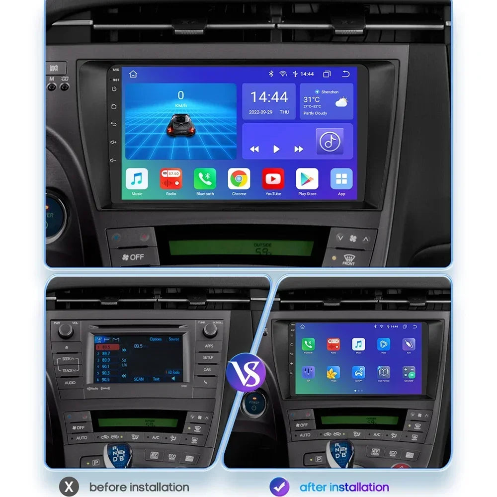 Autoradio für Toyota Prius XW30, QLED Display, Android 12, Carplay