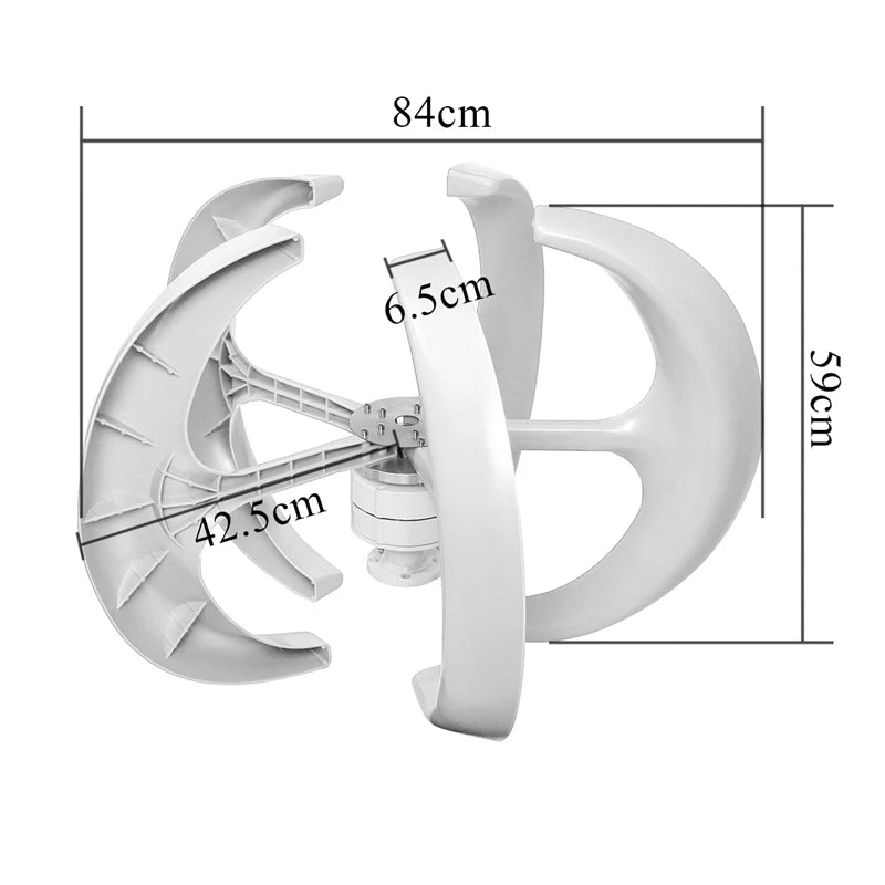 Vertical Wind Turbine, For House, RV, Boat use, 6kWh/Day Output, 3000W