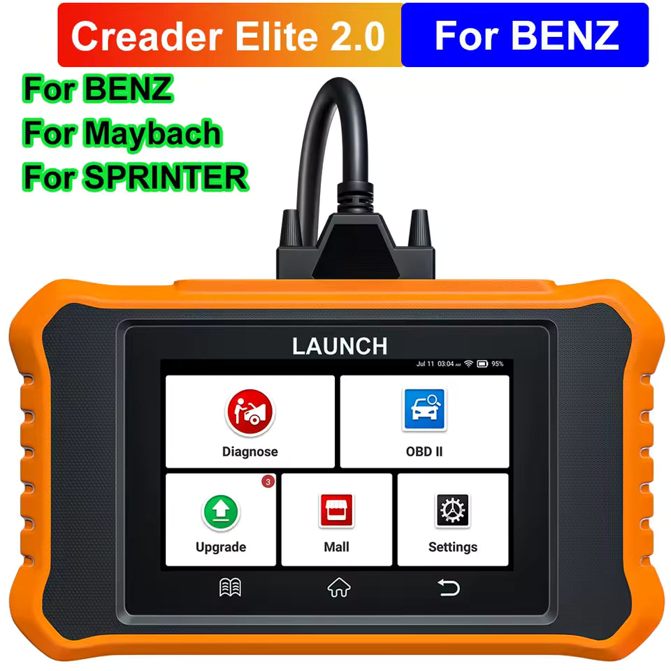 LAUNCH X431 Elite 2.0 Full System Car Diagnostic Tools Auto OBD OBD2 Scanner ECU Coding Lifetime Free Update, For Benz Serial