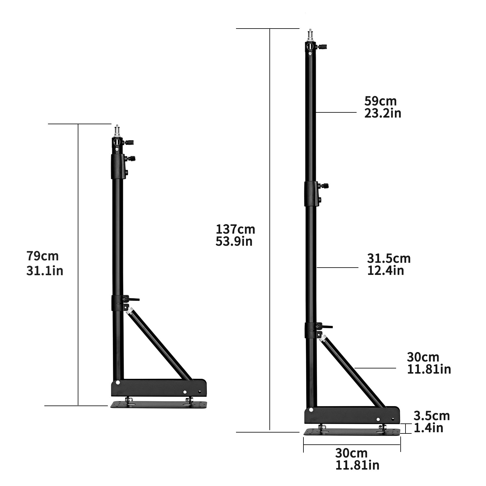 Wandmontierter Galgenarm für Fotostudio – maximale Länge 137 cm/170 cm, drehbar.