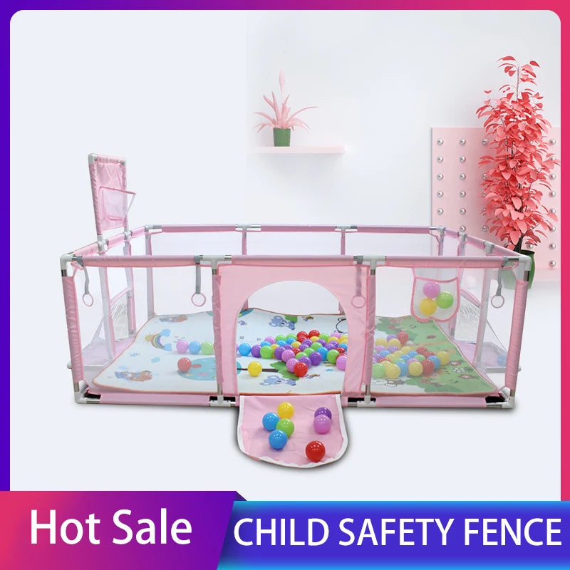 Baby Playpen, Indoor Safety Barrier, Basketball Frame