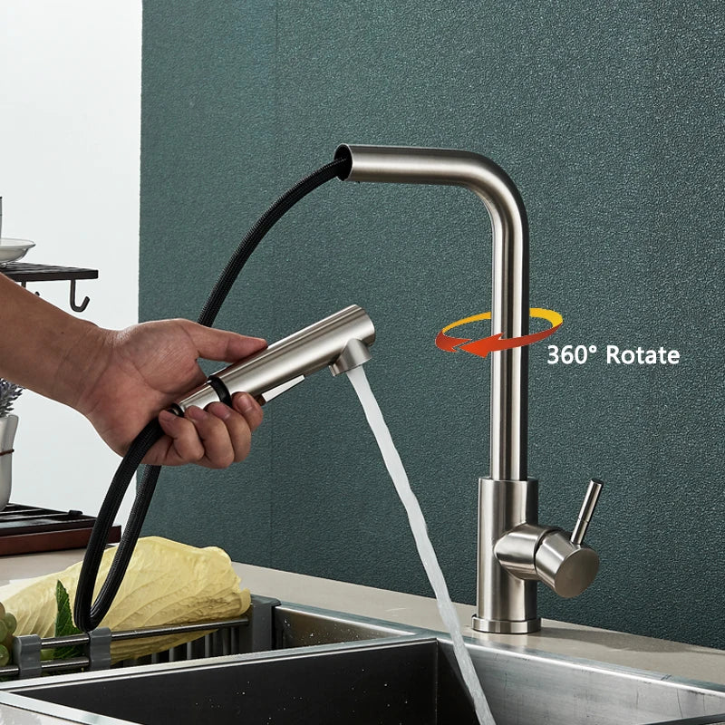 Kitchen Faucets, Stainless Steel, Pull Out