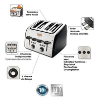 Tefal TT770811 Selbstgemachter Grill, 4 Schlitze, extra hohe Grillleistung, Aufwärmen, Aufwärmen