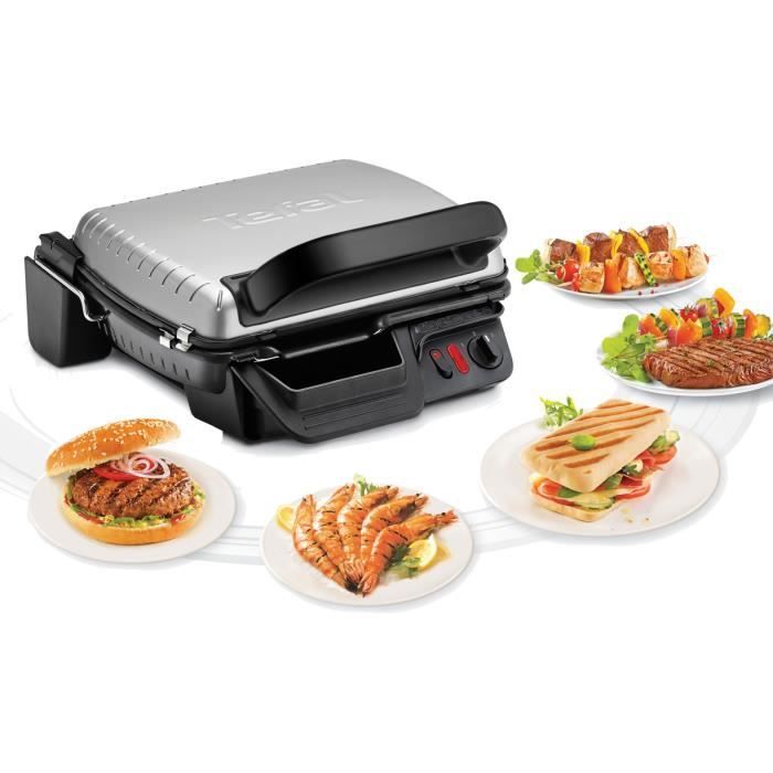 Tefal electric grill, 2 positions, non -stick plates, adjustable thermostat, juice recovery tank, compact grill gc305012