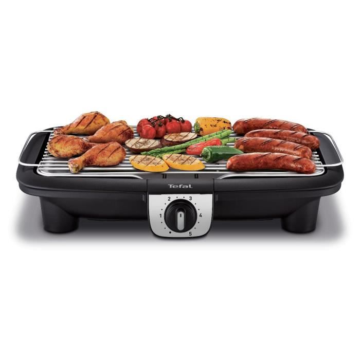 WEASY GBE42 Elektrischer BBQ-Grill zum Aufstellen von Speisen – 41,5 x 24 cm – einstellbare Temperatur – 2000 W – verstellbare Ablage – rutschfeste Speisen