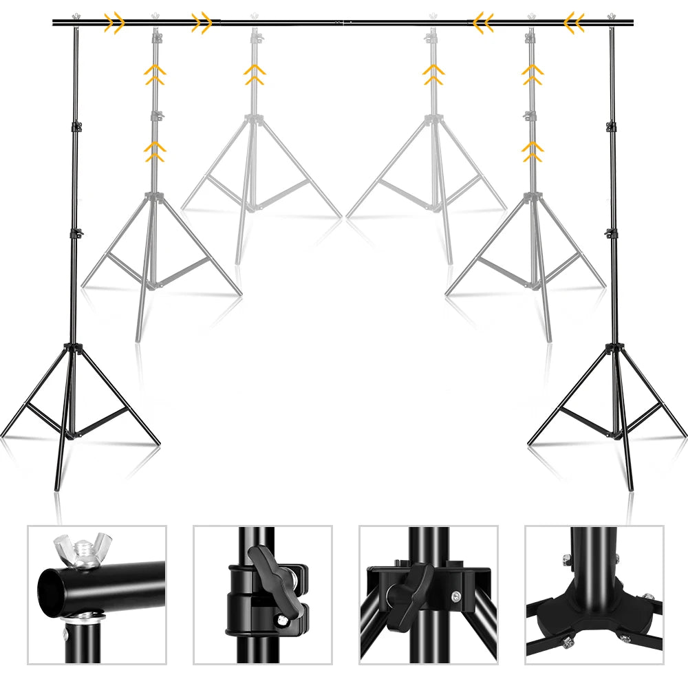 Photography Background Stand, Telescopic Crossbar, Carrying Bag