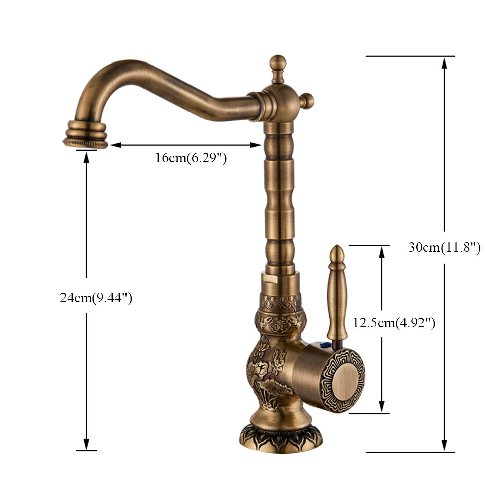 Kitchen Faucet, Retro Design, Single Handle Operation