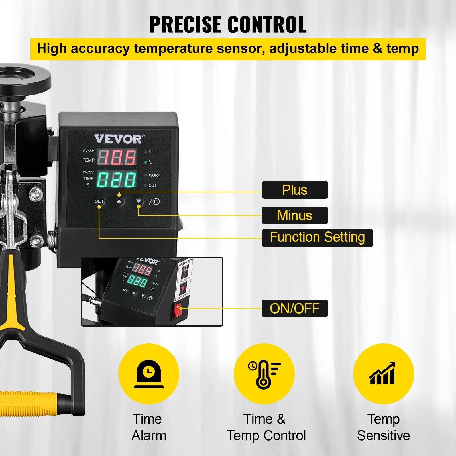 Industrial Heat Press Machine, 38x38CM,  LCD Digital Display