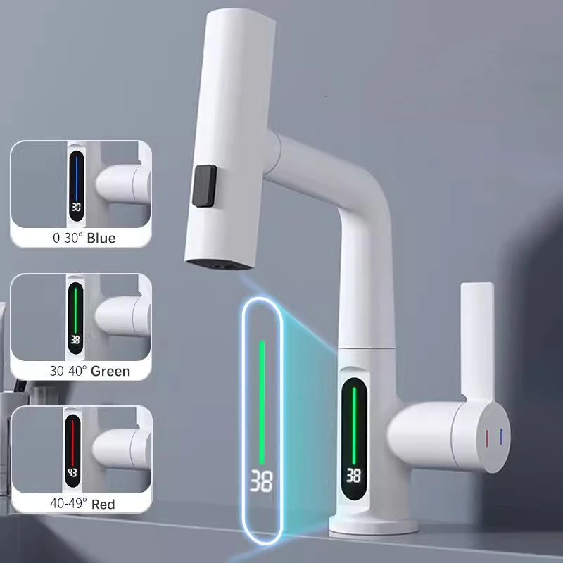 Kitchen Faucet, Intelligent Digital Display, Rotatable Sink Lifting