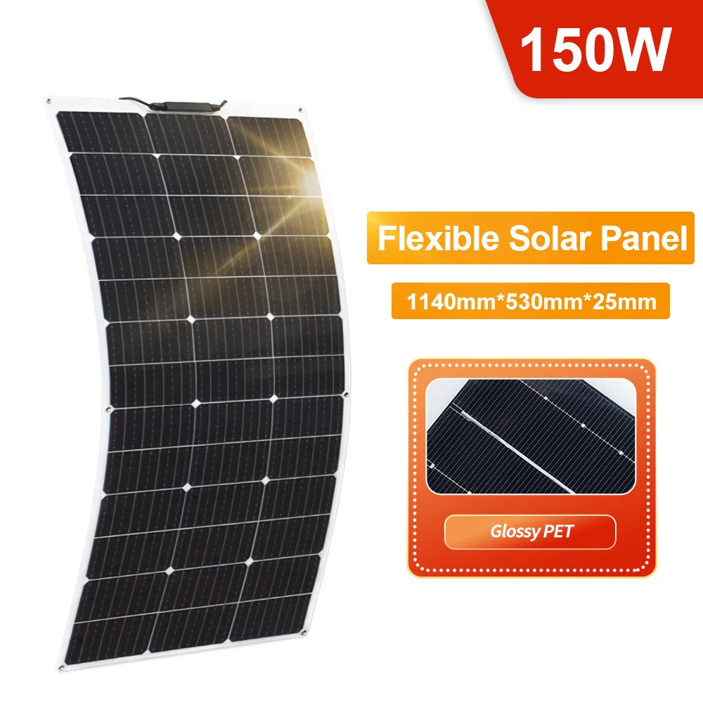 Flexible Solarpanel, 150W, 18v Ladung