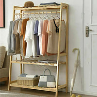 Bamboo Garment Rack, Heavy Duty, Clothing Storage Organizer