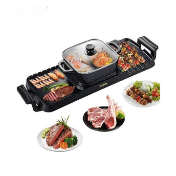 Electric BBQ Pan Grill Hot Pot 2400W - 5 Temperature Control, Antia