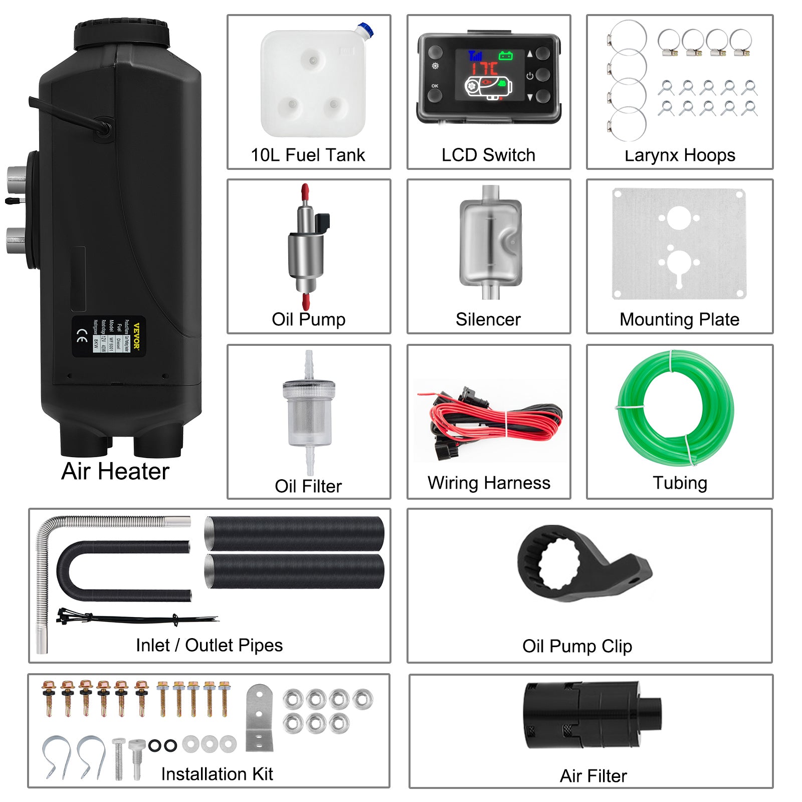 Kraftstoffheizung | Motorheizung | 8KW | LCD | 12V | Lufterhitzer | Ideal für Auto, Wohnmobil, LKW | Diesel