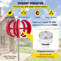Windturbinengenerator 12 V, 100 W, 5 Flügel – niedrige Startgeschwindigkeit, hohe Windenergienutzung, interne Steuerung