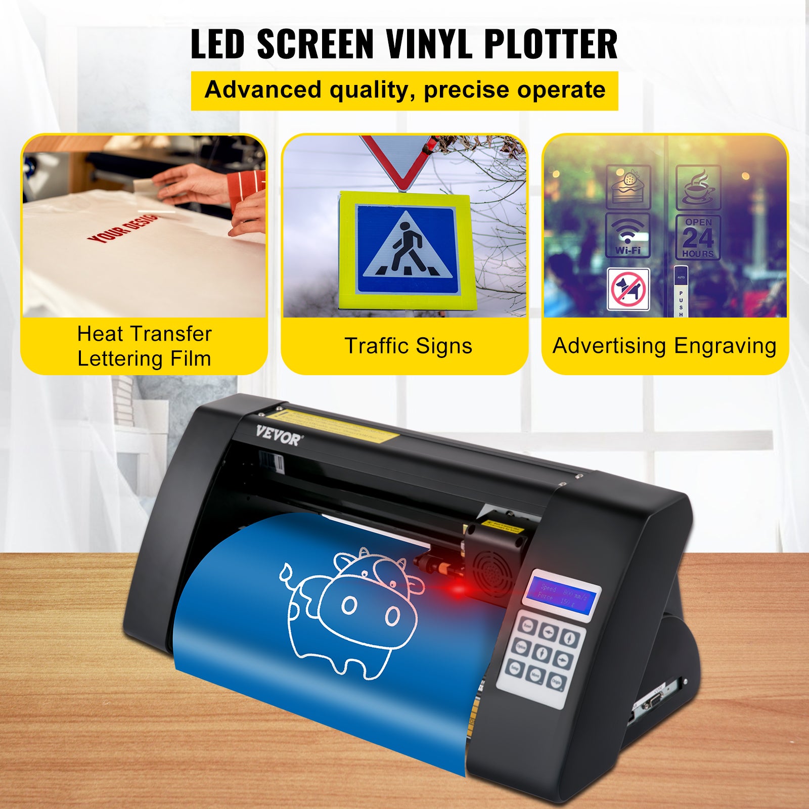 Vinyl-Schneideplotter 375 mm – LCD-Bildschirm, Laserführung und Multi-System C