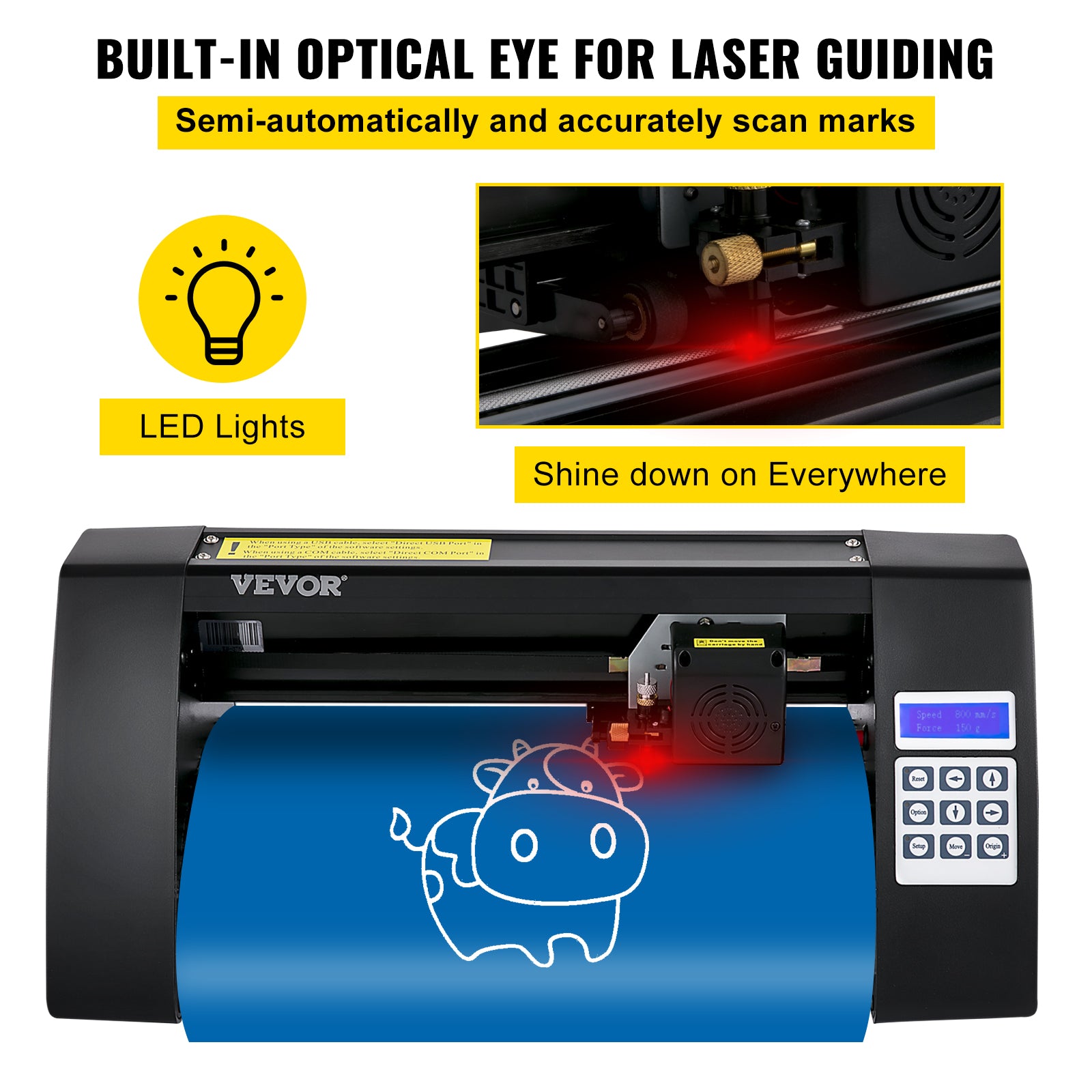 Vinyl-Schneideplotter 375 mm – LCD-Bildschirm, Laserführung und Multi-System C