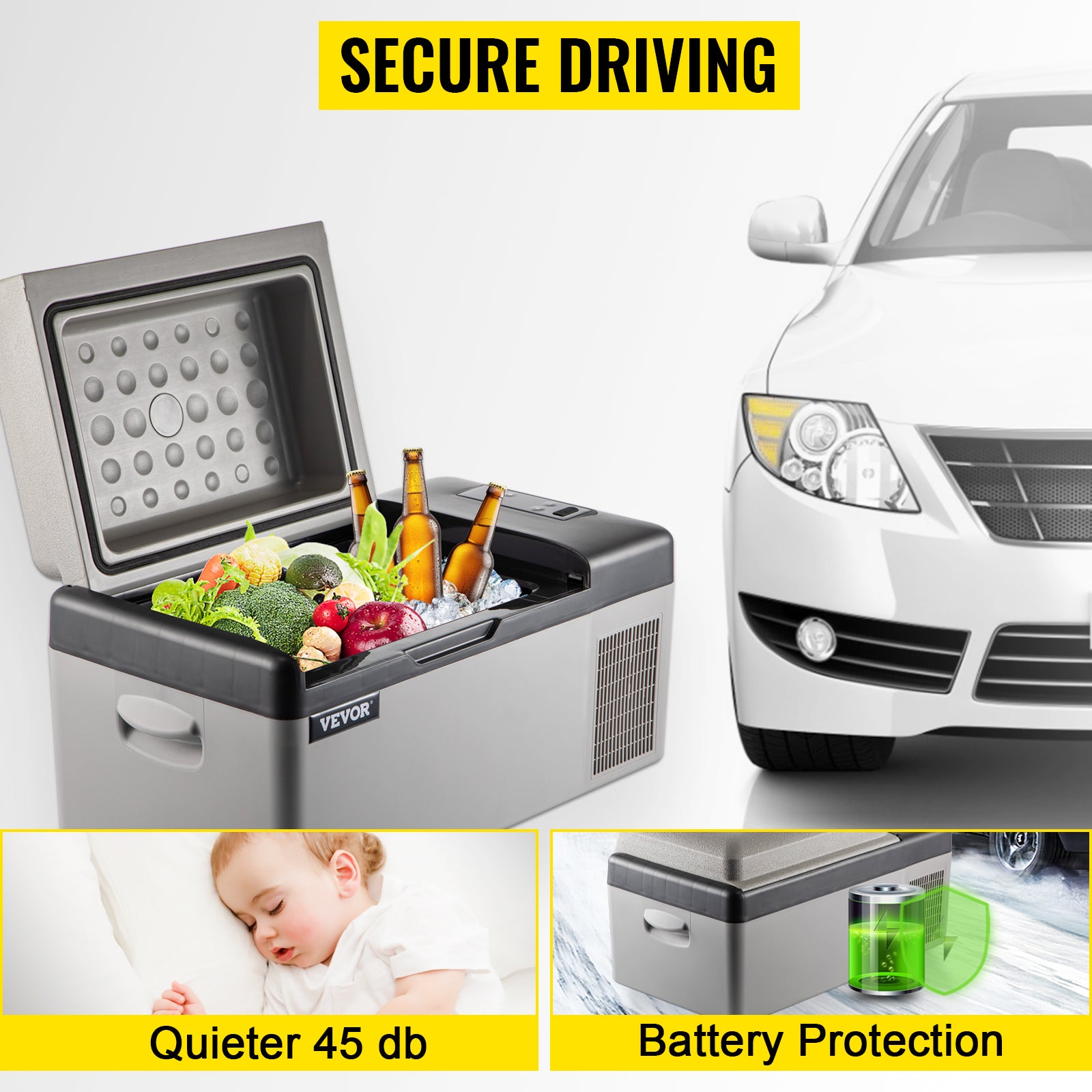 Auto-Kühlschrank, Mini-Kühlschrank mit Gefrierfach – LED-Anzeige, effiziente Kühlung