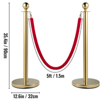 Crowd Control Stanchion Posts, Gold/Silver, Stable Base