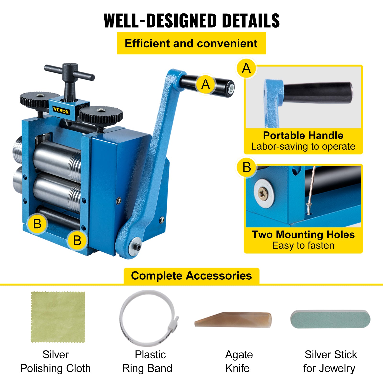 Manual Rolling Mill, Adjustable Press Thickness, Durable Construction